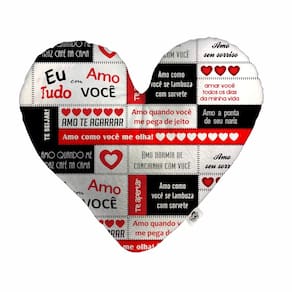 Almofada Coração Pelúcia Eu Amo Tudo Em Você Namorados Tamanho:P