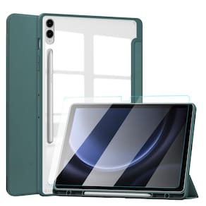 Capa acrílico c/ slot caneta p/ tab s9 plus + película 12.4 verde