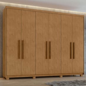 Guarda-Roupa Casal áries 6 Portas 5 Gavetas Flex 59621.58 Amêndoa Clean - Móveis Lopas