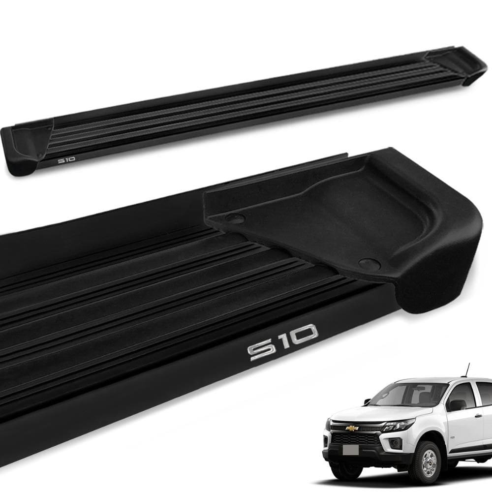 Estribo Lateral S10 Cab. Dupla 2012 a 2023 Aluminio Preto A1 Gtnox