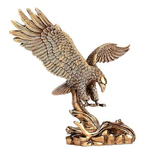 Estatua águia resina dourado envelhecido 18 cm alt. 25 larg.
