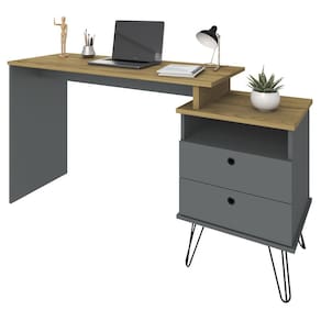 Mesa Escrivaninha Estilo Industrial Flex Lux A06 Olmo/Grafito - Mpozenato