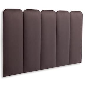 Cabeceira Solteiro Estofada Kit 5 Placas Arredondada - Suede Cinza Escuro