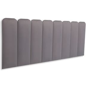 Cabeceira King Estofada Kit 10 Placas Arredondada - Suede Cinza