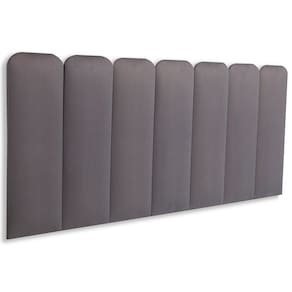 Cabeceira Casal Estofada Kit 7 Placas Arredondada - Suede Cinza
