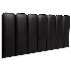 Cabeceira Casal Estofada Kit 7 Placas Arredondada - Courino Preto