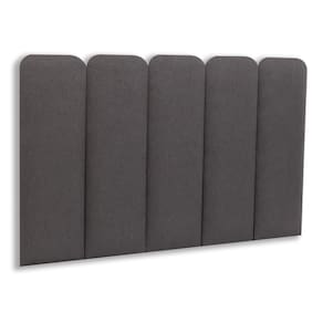 Cabeceira Solteiro Estofada Kit 5 Placas Arredondada - Linho CInza Escuro