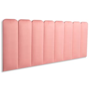 Cabeceira King Estofada Kit 10 Placas Arredondada - Veludo Rosê