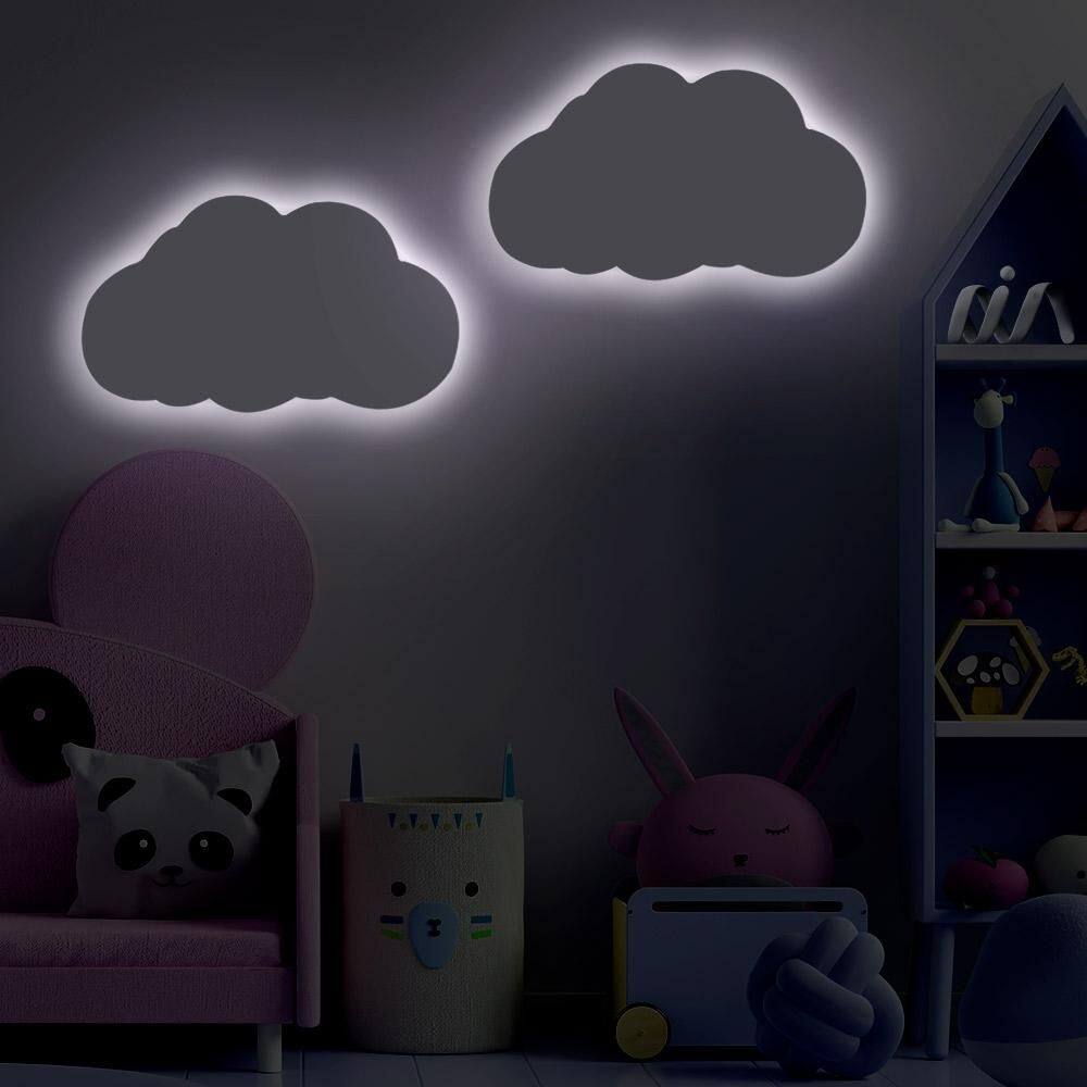 Luminária Para Quarto Infantil Nuvem Kit Com 2 Branca Divaloto