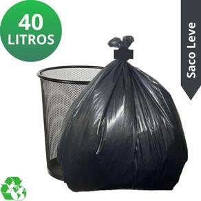 Saco De Lixo Resistente 40 Litros Preto Pacote Com 100Unds