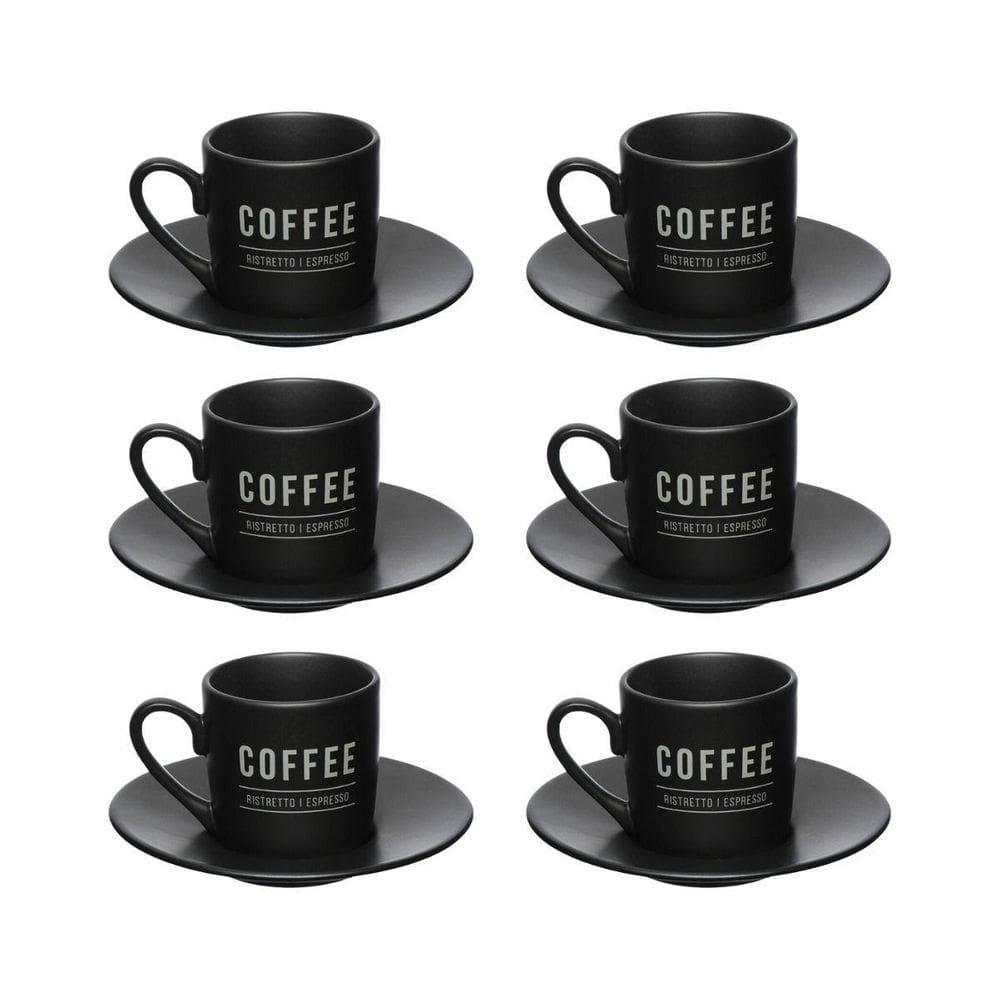 Jogo xícaras porcelana 80ml café pires manhattan hauskraft