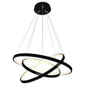 Lustre led moderno pendente anéis 3 arco aro preto