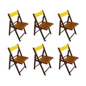 Kit 6 Cadeiras Dobraveis em Madeira Robusta Yellow - Castanho