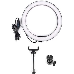 Ring Light Iluminador Led Profissional 26cm Tripé 210cm Branco-frio Preto