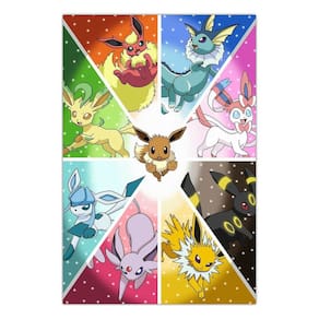 Quadro A3 em MDF Pokemon Eevee Evoluçoes - Placa