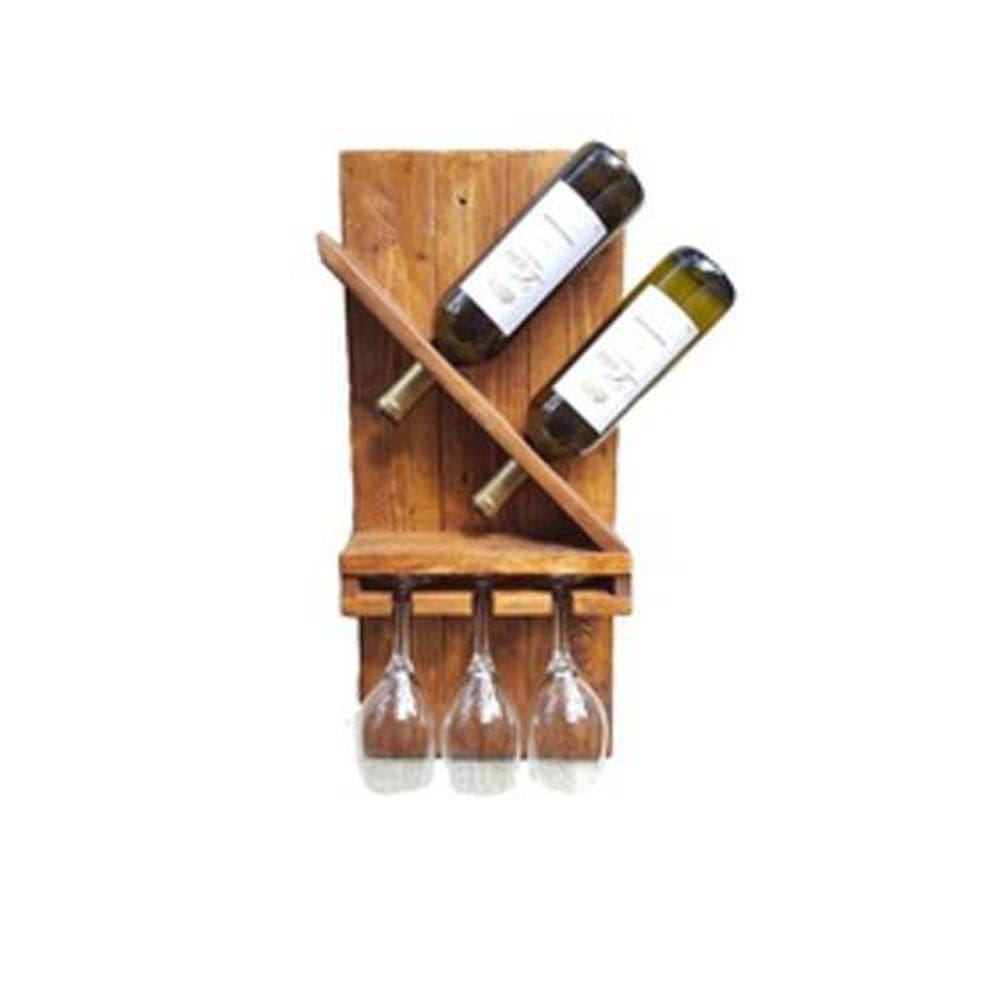 Adega vinhos madeira barzinho porta taças 2 garrafas 3 taças