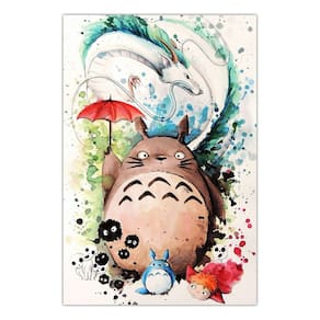 Quadro A3 em MDF Totoro Aquarela Studio Ghibli 001 - Placa