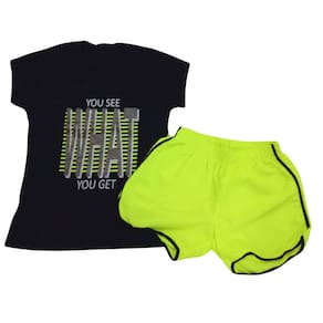 Conjunto Vrasalon Fem Infantil Preto e Amarelo Neon