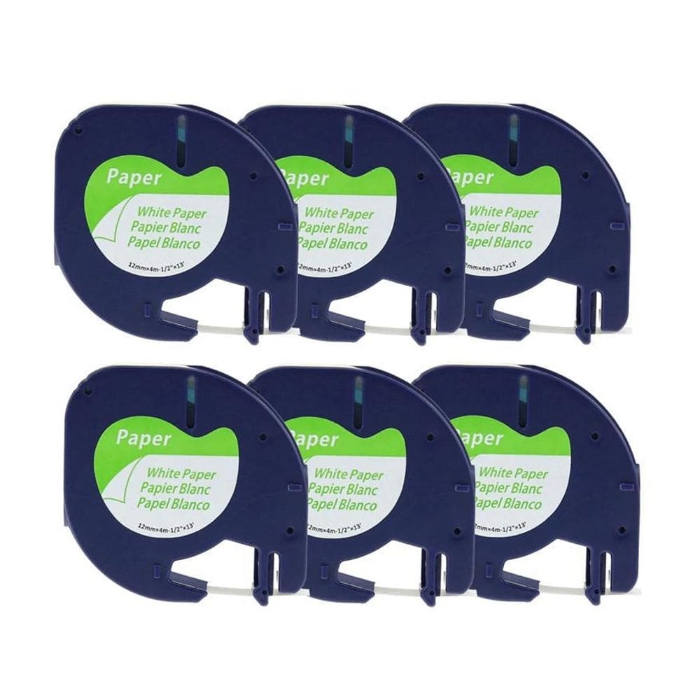 Kit 6 fitas compatível dymo letratag 91200 papel