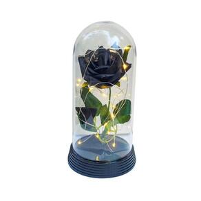 Luminária a rosa encantada preta 20 cm base preto quente
