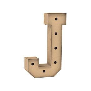Letra Caixa Grande J Mdf 90Cm Altura Furo Lampada Iluminação