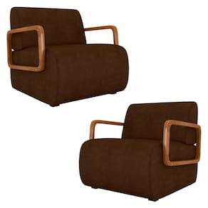 Poltrona Decorativa Orgânica Kit 2 Belarus K04 Sintético Marrom Escuro - Mpozenato