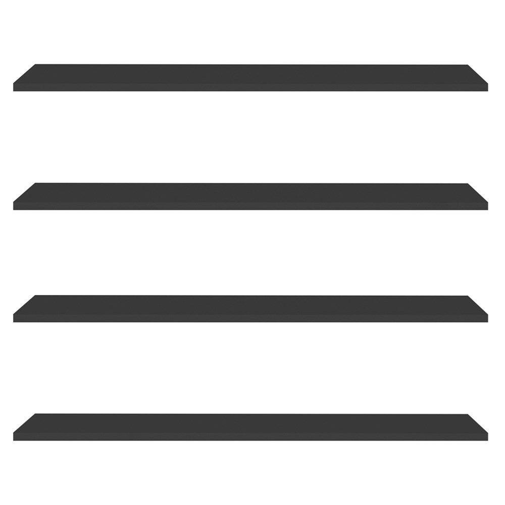Prateleira Flutuante Para Escritório Kit 4 com Suporte Invisível 68cm Yara Preto - Lumil
