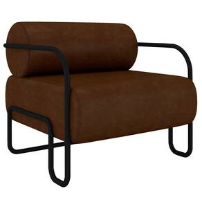 Poltrona Decorativa Industrial Kira K04 Sintético Marrom Escuro - Mpozenato