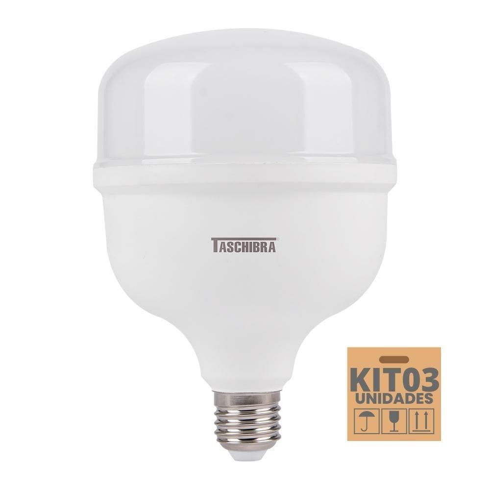 Kit 3 lâmpadas high led tkl 50w 6500k taschibra e27 bivolt