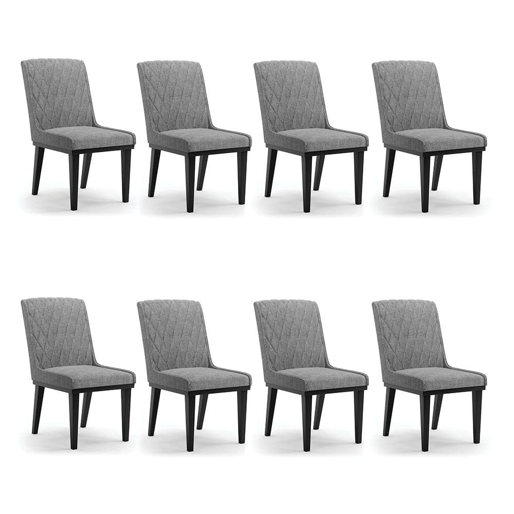 Cadeira Sala de Jantar Base Madeira Preto kit 8 Sofia Linho D03 - D`Rossi