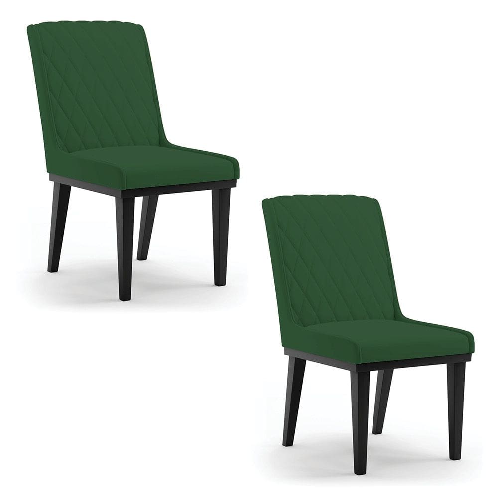 Cadeira Sala de Jantar Base Madeira Preto Kit 2 Sofia Veludo D03 - D`Rossi