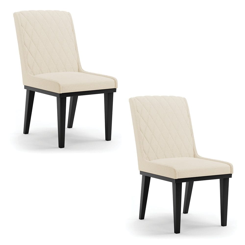 Cadeira Sala de Jantar Base Madeira Preto kit 2 Sofia Linho D03 - D`Rossi