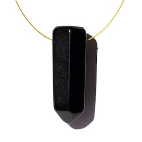Mini Ponta Obsidiana Negra Lapidado com Furo Vazado Lateral