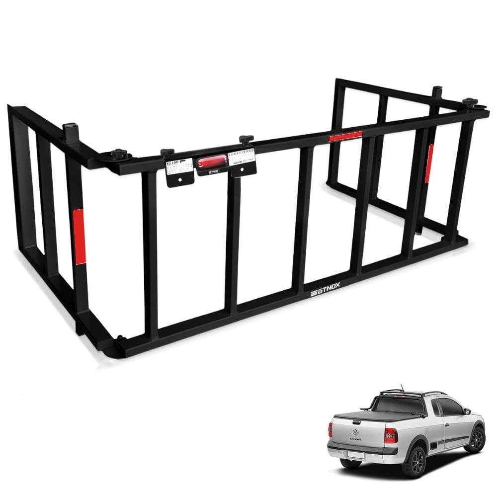 Extensor de Caçamba Saveiro 2010 a 2023 Rampa Preto Reforçado 350kg Gtnox