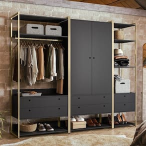 Closet Industrial Olivar 2 Portas 6 Gavetas Preto OlivarMóveis