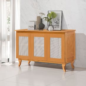 Buffet Aparador com Telinha Palha Deltan Madeira 3p - Imbuia