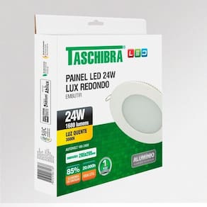Painel De Led Redondo Embutir 24w Bivolt Taschibra 3000k Luz Quente