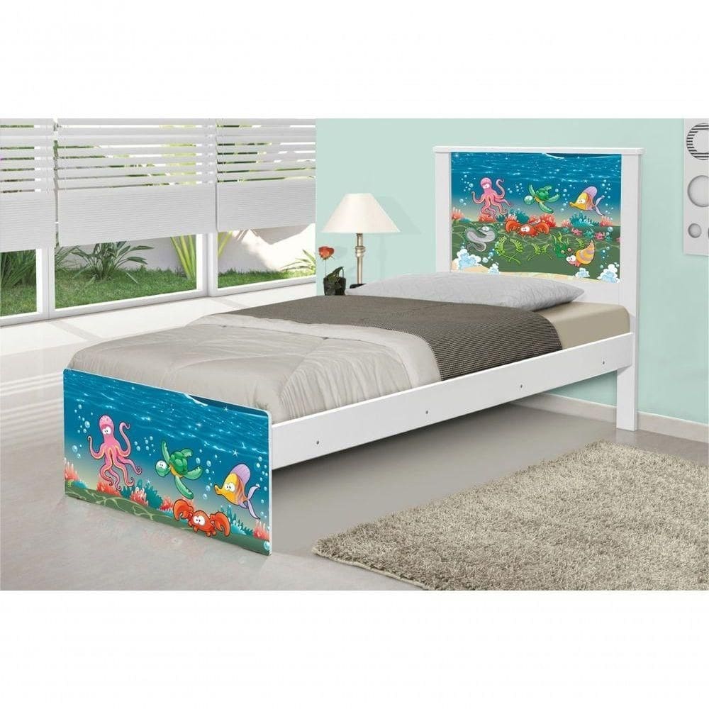 Cama Solteiro Fundo Do Mar Com Colchão