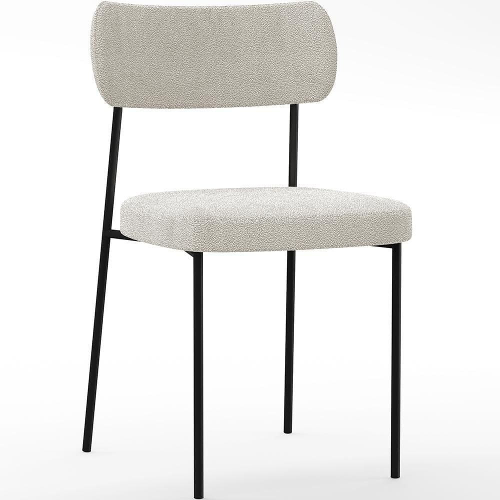 Cadeira Estofada Para Sala De Jantar Melina L02 Bouclê Creme