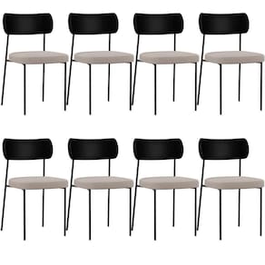 Kit 08 Cadeiras Para Sala De Jantar Melina L02 Preto Bege