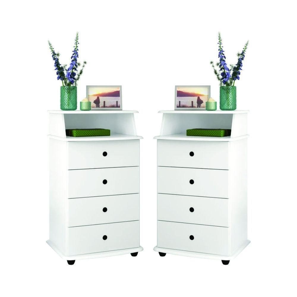 Kit De 2 Mesas De Cabeceira Lux Ll Branco