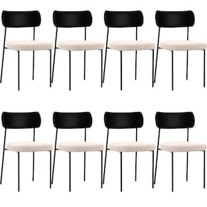 Kit 08 Cadeiras Sala De Jantar L02 Preto Suede Bege