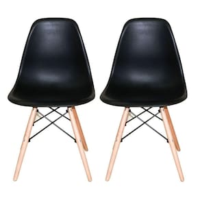 Kit 2 Cadeiras Eiffel Charles Eames Wood Base Madeira Preta