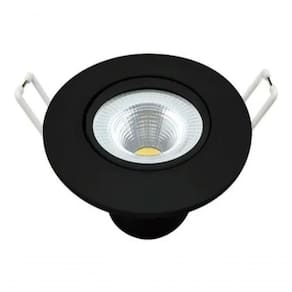 Kit 6 Spot Led 5w Redondo Embutir Branco Frio 9x9cm Preto