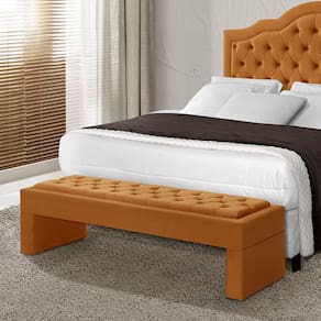 Recamier Luxo Casal Tamanho 1,60 Estofada Imperador Veludo Terracota