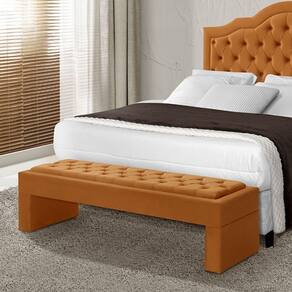 Recamier Luxo Casal Tamanho 1,40 Estofada Imperador Veludo Terracota