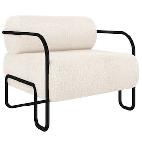 Poltrona Decorativa para Sala Industrial Kira K04 Bouclê Bege - Mpozenato