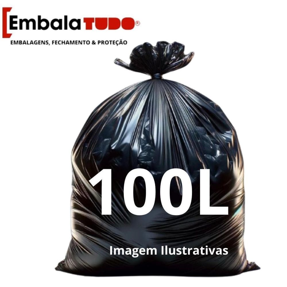 Saco De Lixo Reforçado 100 Litros 0.08Mic Pct C/100Unds