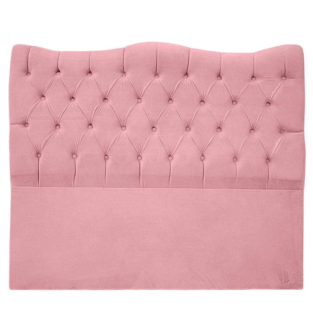 Cabeceira Casal Queen 160cm Dunas Veludo Rosa Bebê - Montanaris Decor