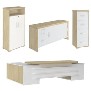 Conjunto Escritório Home Office 4 Peças Corp A06 Carvalho/Branco - Mpozenato